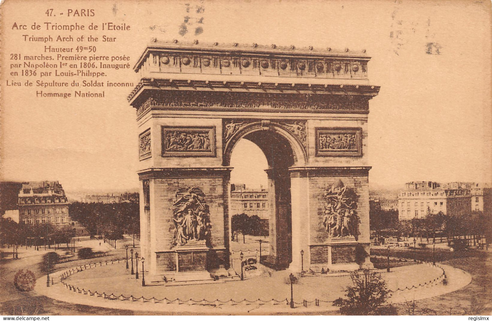 75-PARIS ARC DE TRIOMPHE DE L ETOILE-N°T1151-H/0113 - Arc De Triomphe