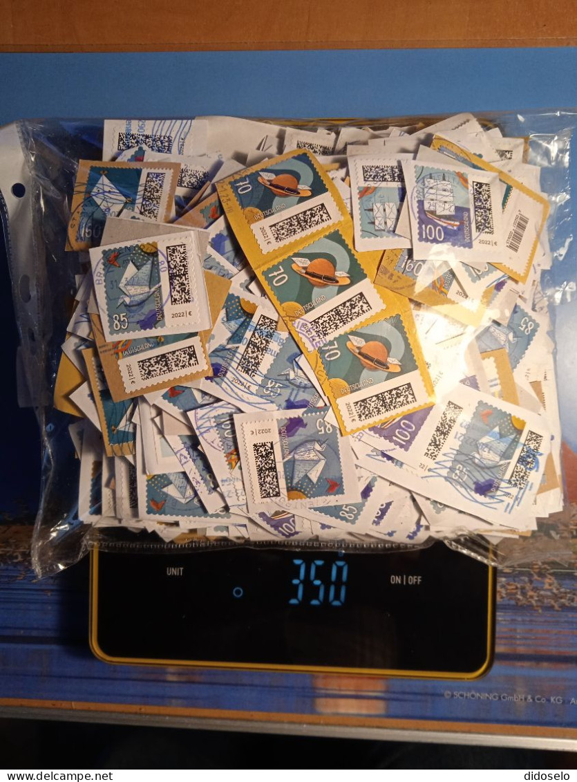 Germany - 2022 - Lot Of Used / Regular Stamps / From Sheets + Self Adhesive / 350 G - Lots & Kiloware (min. 1000 Stück)