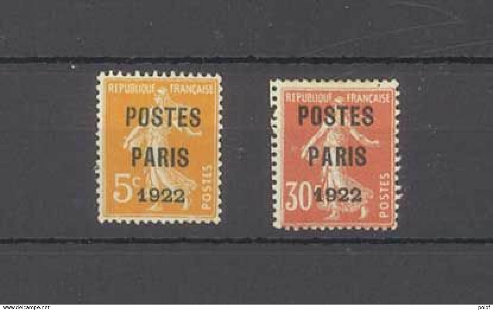 PREOBLITERE - Yvert 30 - 32 - Postes Paris 1922 -  5 Et 30 C. Semeuse Fond Plein - 1893-1947