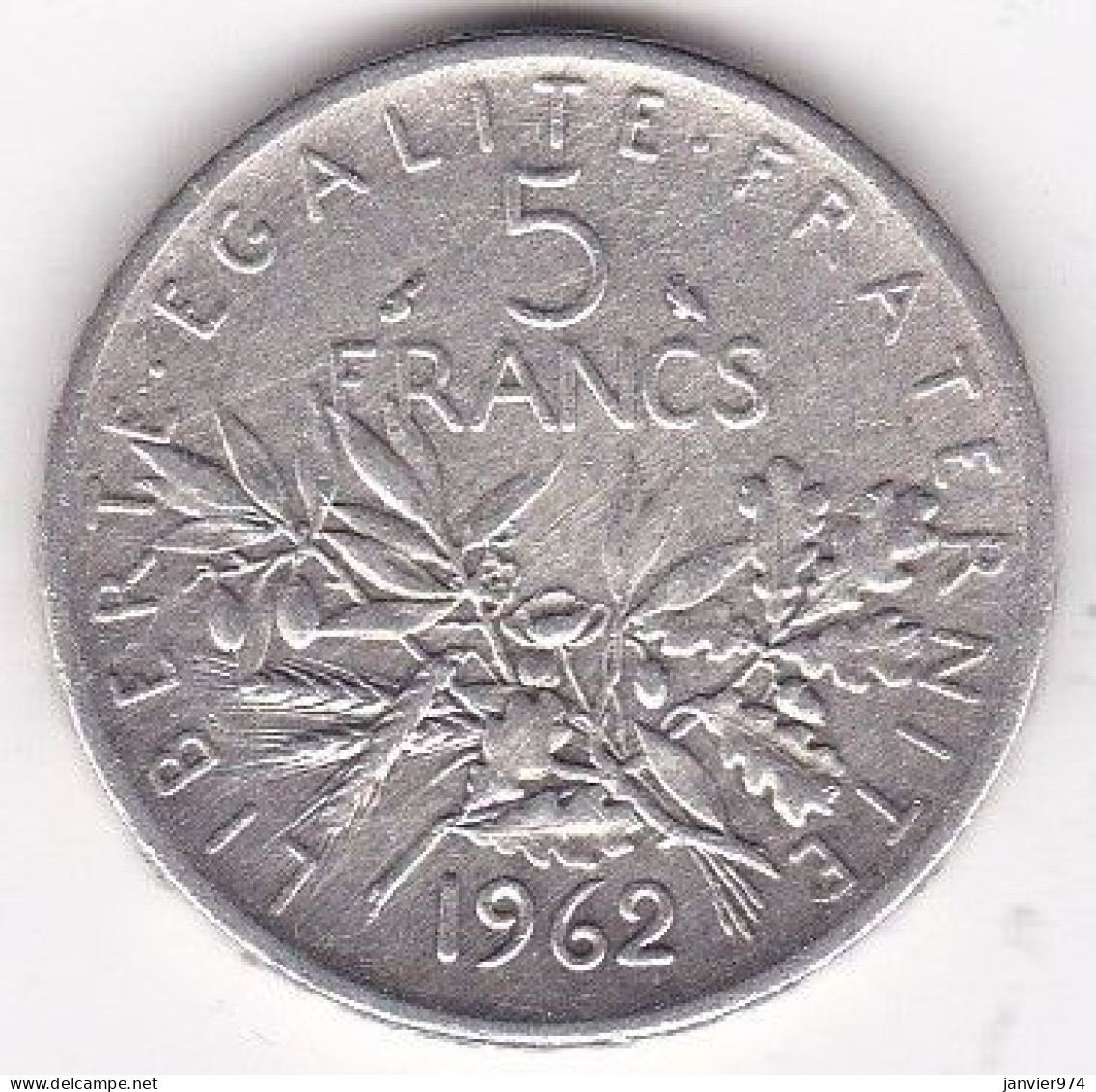 5 Francs Semeuse 1962, En Argent - 5 Francs