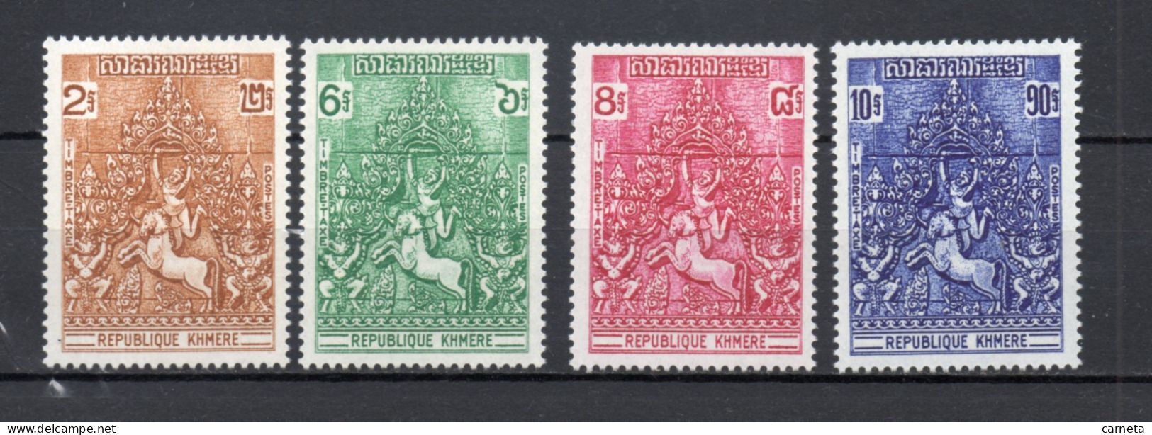 KHMERE  TAXE  N° 6 à 9    NEUFS SANS CHARNIERE  COTE 2.50€    FRISE D'ANGKOR - Kampuchea