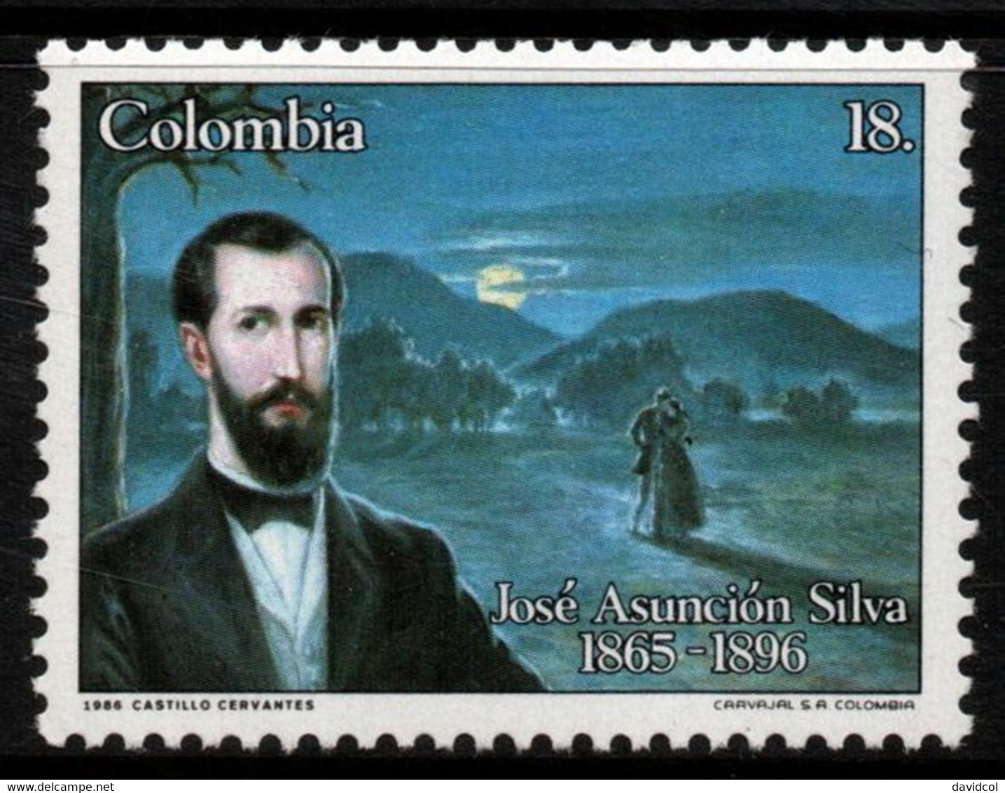 06- KOLUMBIEN - 1986 - MI#:1671 -MNH- JOSE ASUNCION SILVA, POET - Colombia