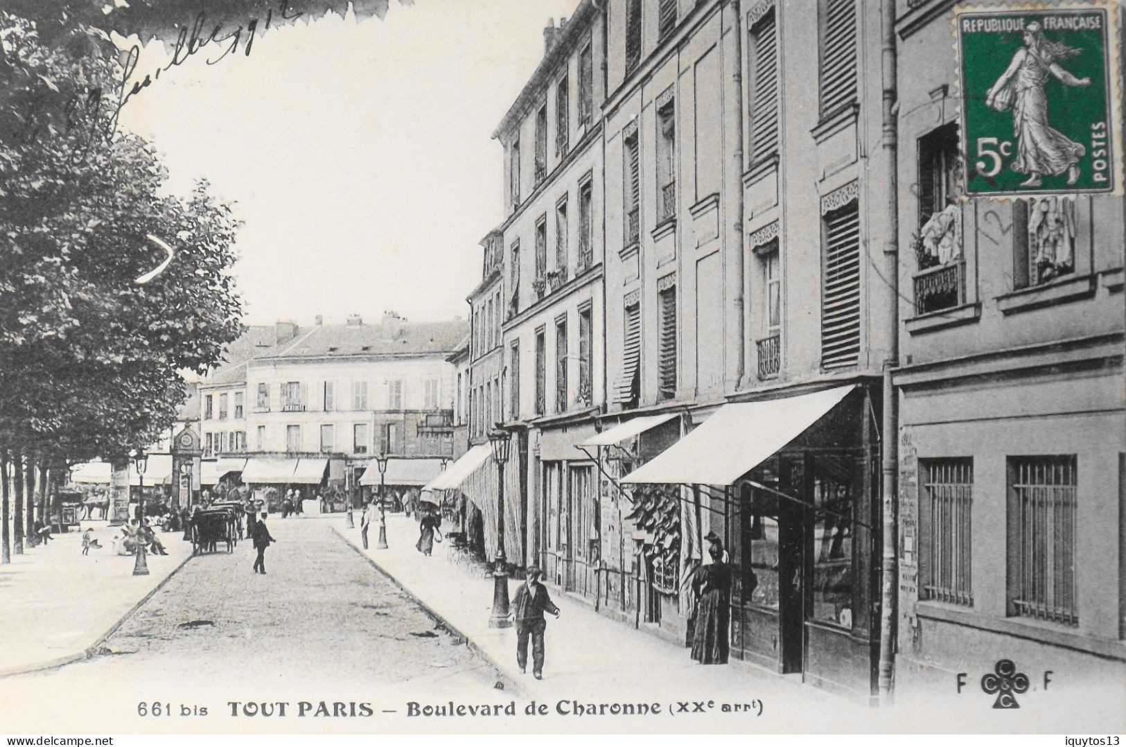 CPA. [75] > TOUT PARIS > N° 661 Bis - Boulevard De Charonne - (XXe Arrt.) - 1912 - Coll. F. Fleury - TBE - Arrondissement: 20