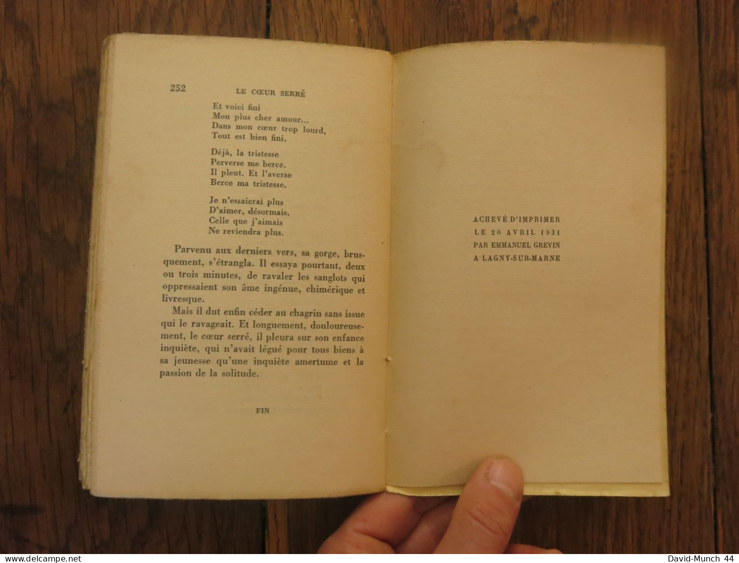 Le Cœur serré de René Maran. Albin Michel, éditeur, Paris. 1931, édition originale sur Alfa