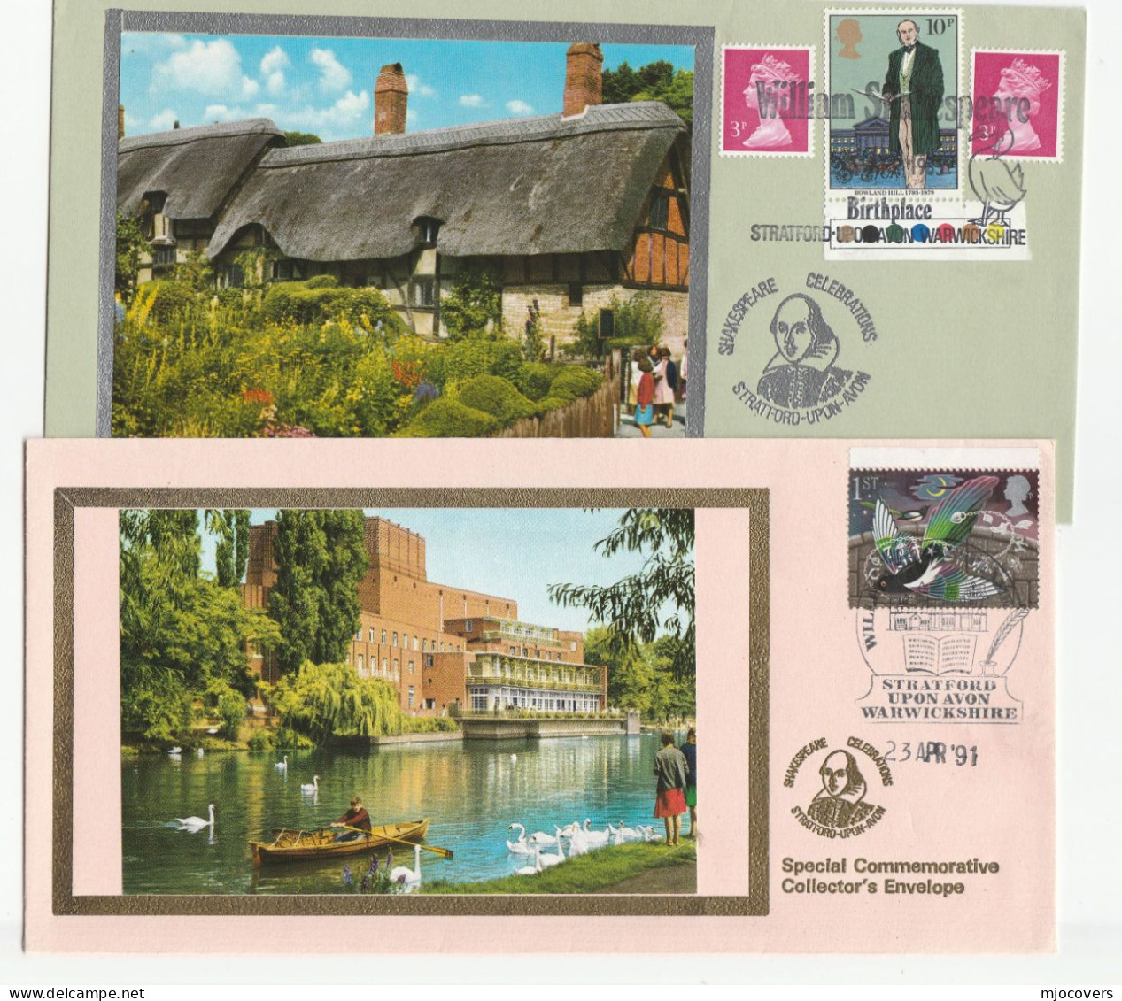 Collection 12  Shakespeare EVENT Covers (11 STRATFORD UPON AVON, 1 Barbican)  1972- 1991 GB stamps