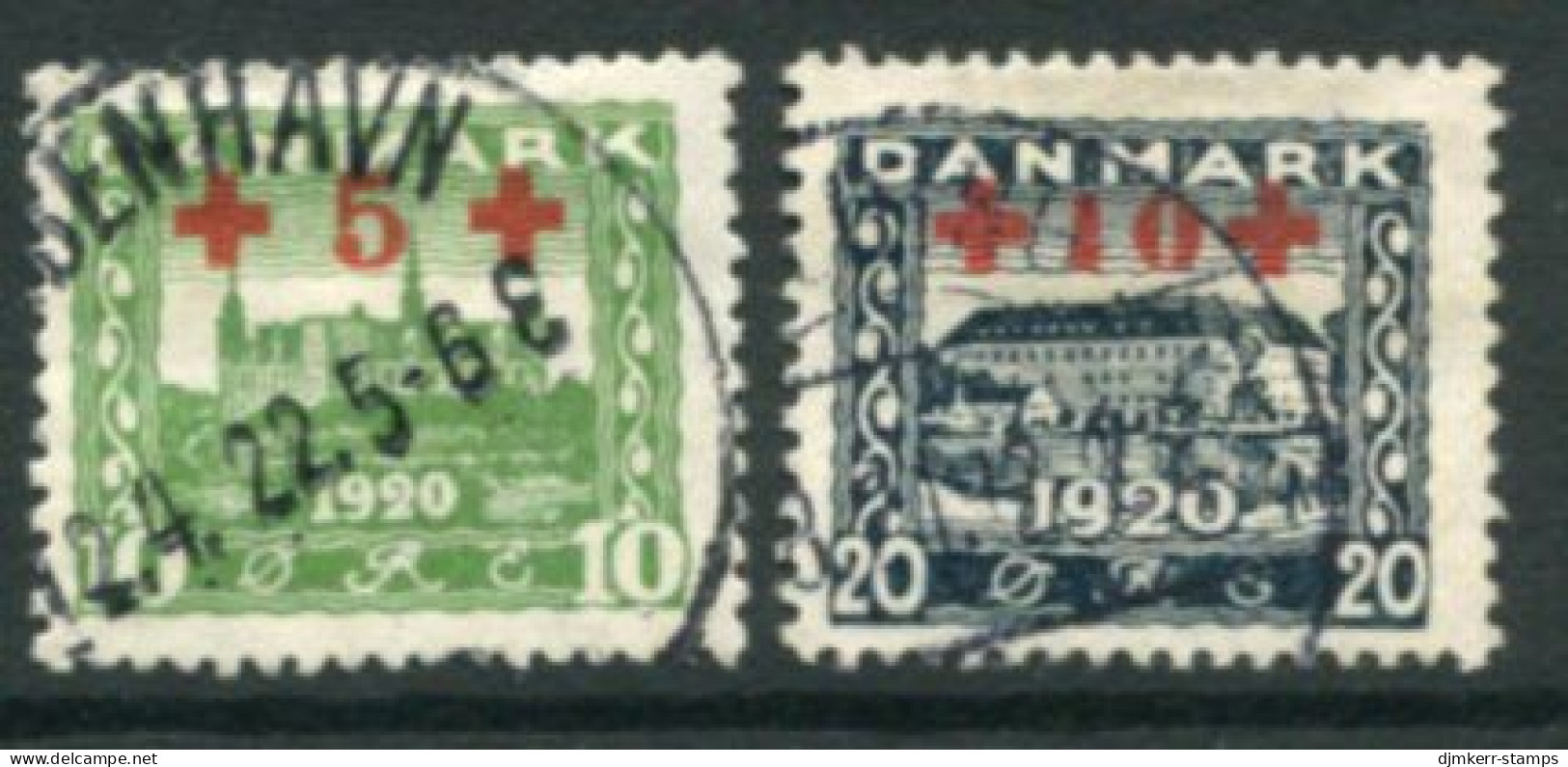 DENMARK 1921 Red Cross Surcharge Set, Used. Michel 116-17 - Used Stamps