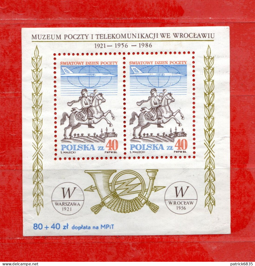 (Cl1) POLONIA * -1986 - Journée De La POSTE.  Yvert. BF. 111. MH.  SANS GOMME.  Come Scansione - Blokken & Velletjes