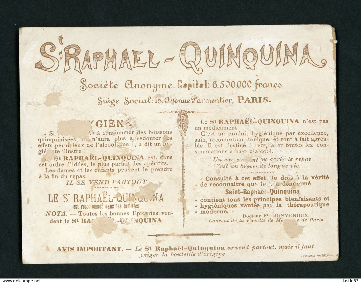 Grand CHROMO  Le St Raphael Quinquina à Travers Les âges 1898 Maman Et Enfants Ensemble 16,2 X 12 Cm - Autres & Non Classés