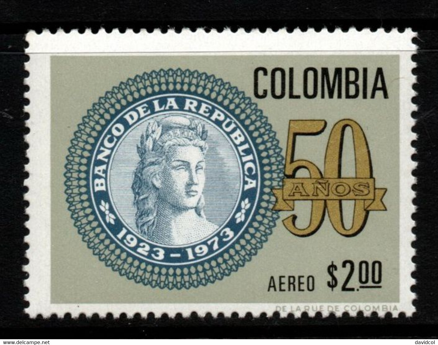 05- KOLUMBIEN - 1973- MI#:1254- MNH- 50 YEARS OF THE BANK OF THE REPUBLIC - Colombia