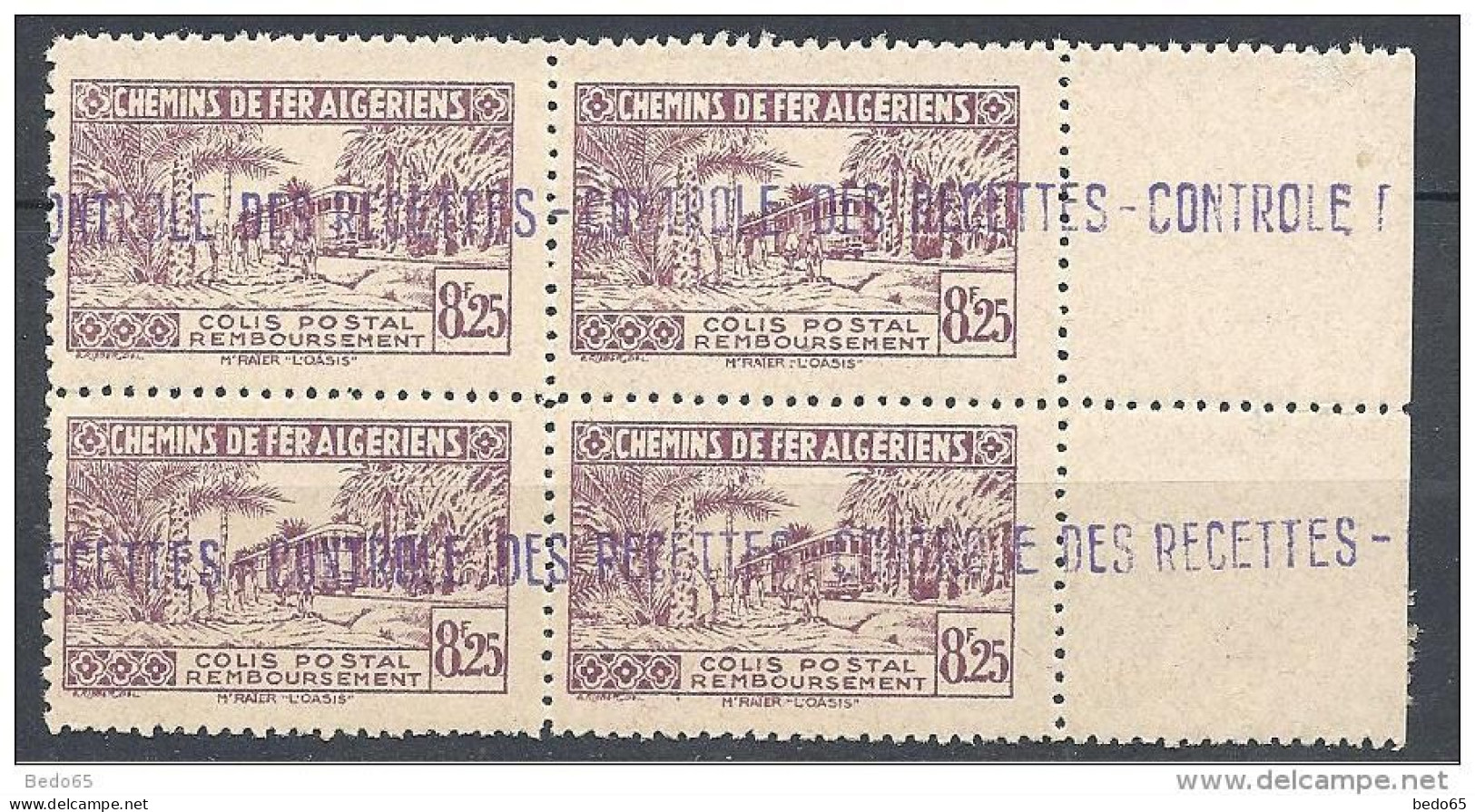 ALGERIE COLIS POST  YVERT N° 92 / MAURY N° 107 X  4   NEUF** TTB - Paketmarken