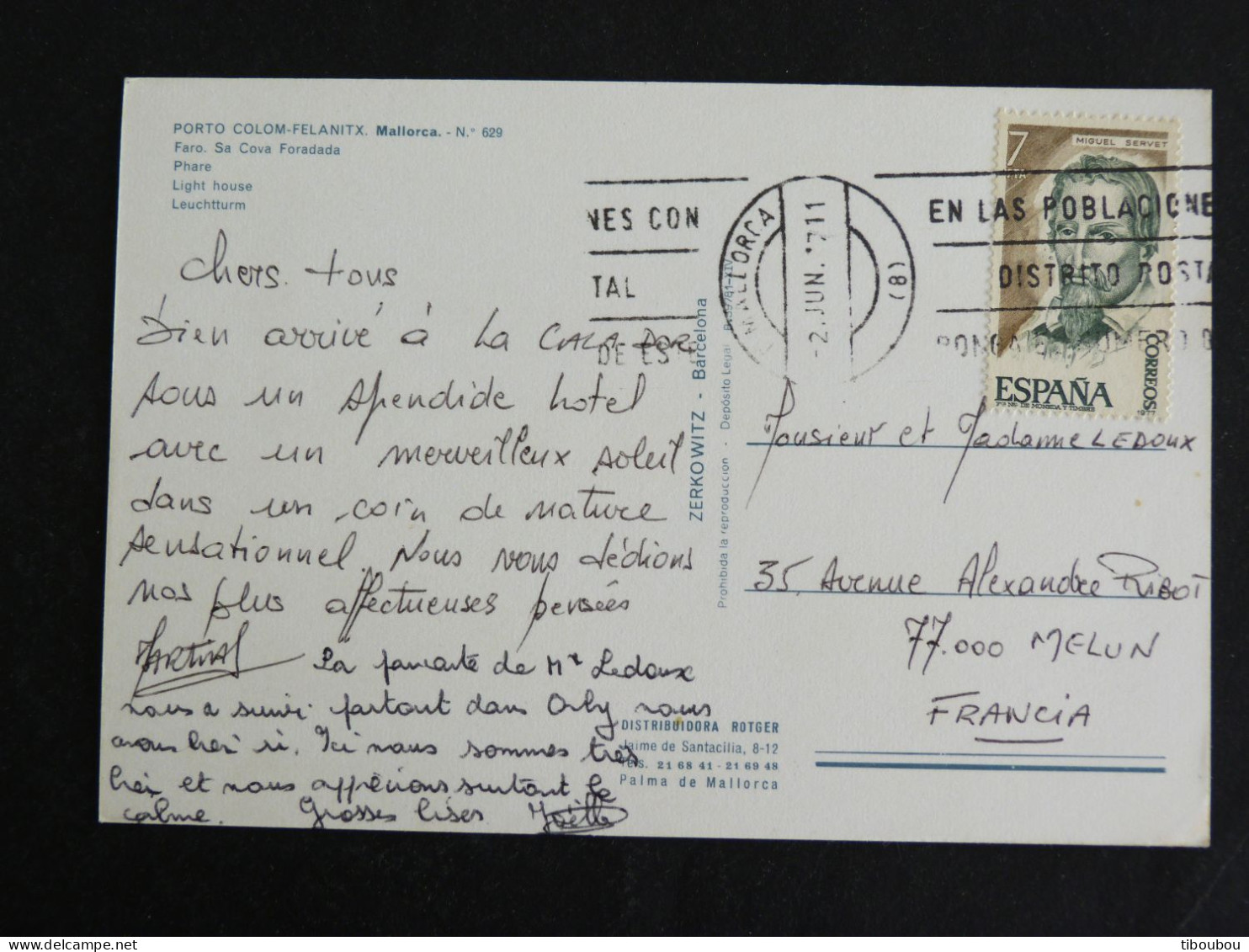 ESPAGNE SPAIN ESPANA AVEC YT 2038 MICHEL SERVET - MALLORCA PORTO COLOM FELANITX FARO PHARE LIGHT HOUSE - Cartas & Documentos