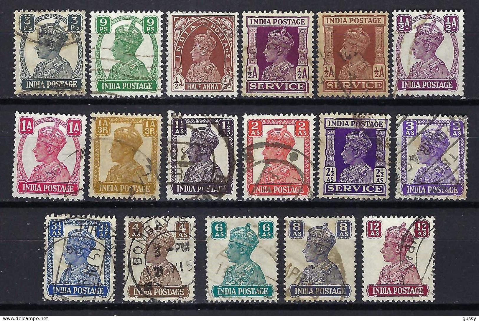 INDE ANGLAISE Ca.1936-47: Lot D' Obl. - 1936-47 Roi Georges VI