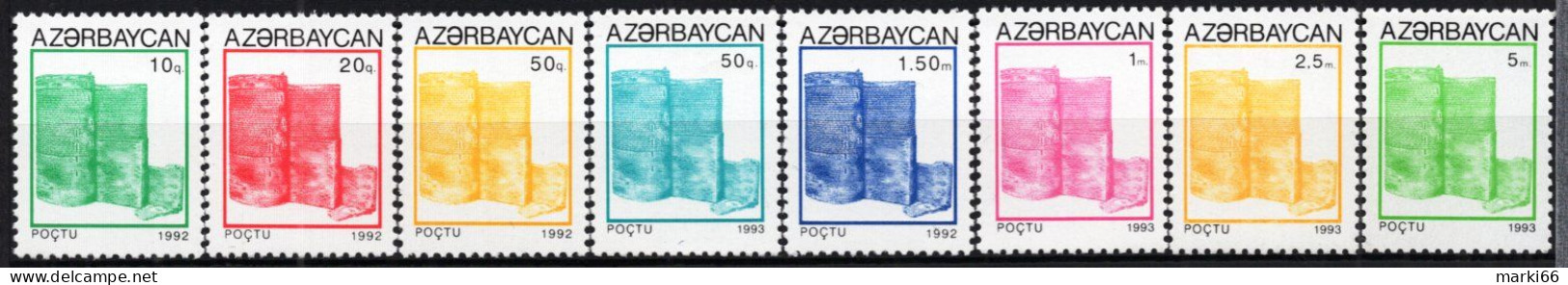 Azerbaijan - 1992-93 - Maiden Tower - Mint Definitive Stamp Set - Azerbeidzjan