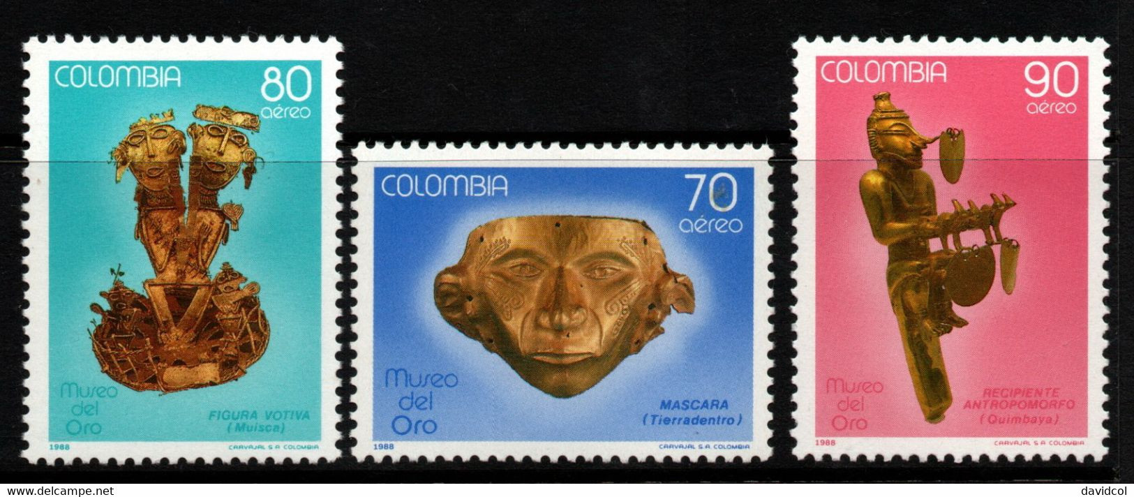 04- KOLUMBIEN - 1988 - MI#:1720,1738-39 - MNH- GOLD MUSEUM - ARCHAELOGY - Colombia