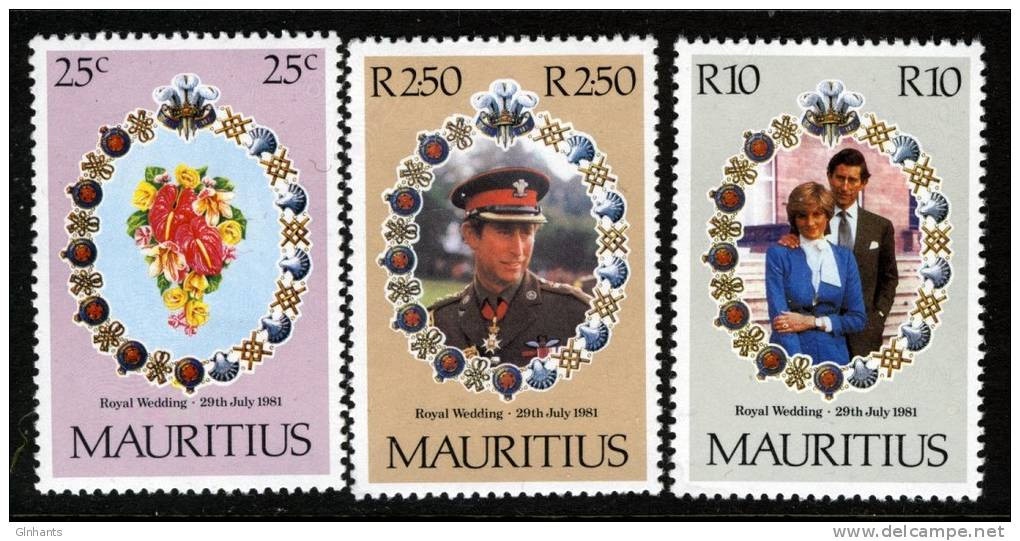 MAURITIUS - 1981 ROYAL WEDDING SET (3V) FINE MNH ** SG 615-617 - Maurice (1968-...)