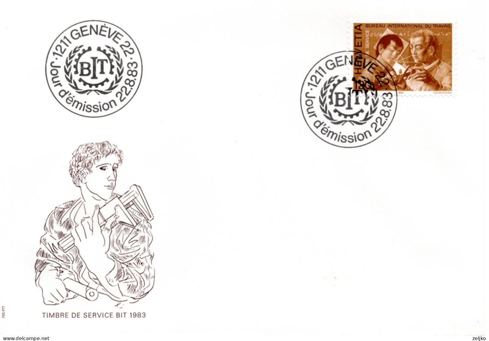 Switzerland, BIT, ILO, FDC, 1983, Michel 108, People And Work - IAO