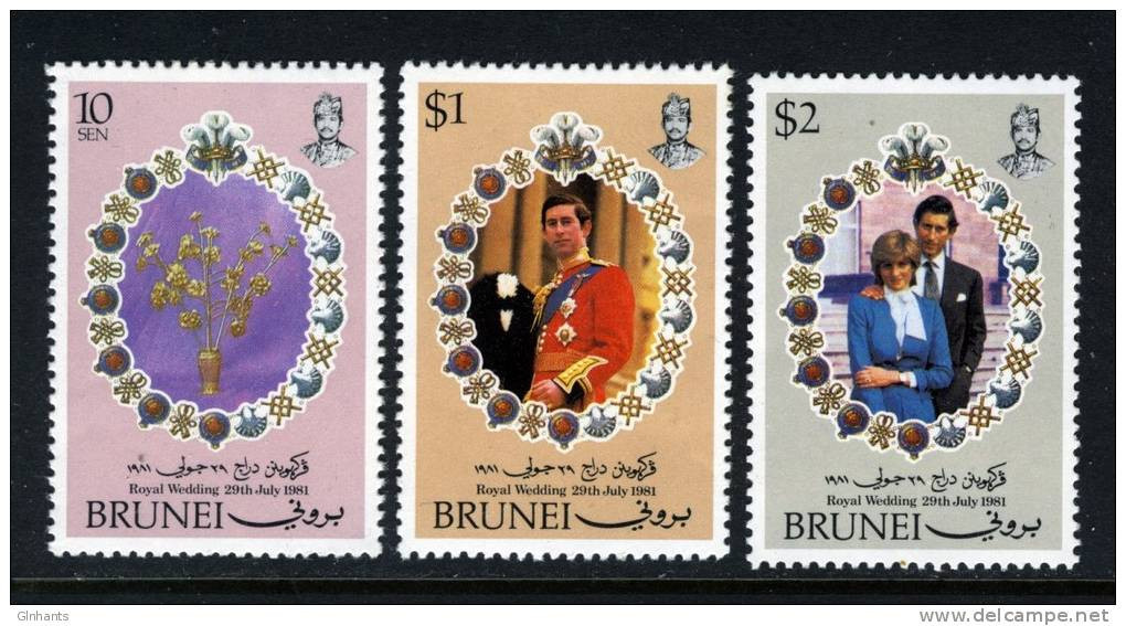 BRUNEI - 1981 ROYAL WEDDING SET (3V) FINE MNH ** SG 304-306 - Brunei (...-1984)