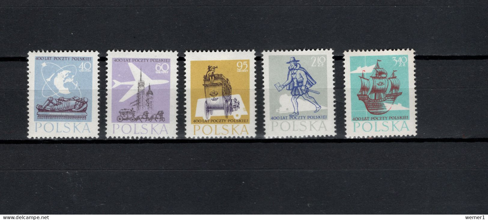 Poland 1958 Space, 400 Years Polnish Mail Service Set Of 5 MNH - Europa