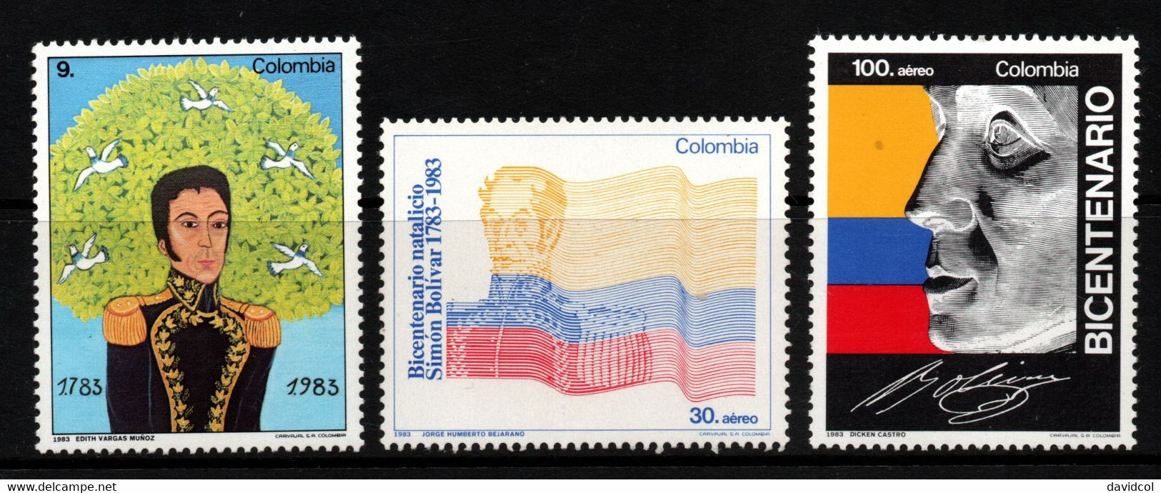 07- KOLUMBIEN - 1983- MI#:1615-1617- MNH- SIMON BOLIVAR - Colombia