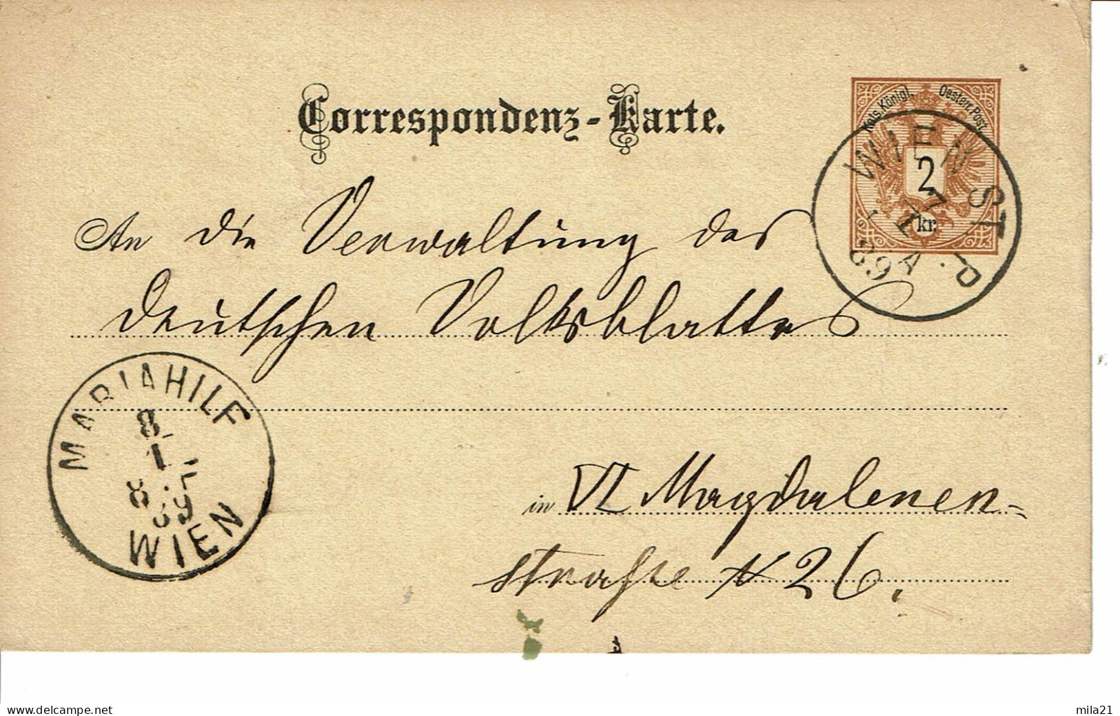 Empire AUTRICHIEN Timbre Type N°40  CORRESPONDENZ KARTE DE 1889 - Cartoline