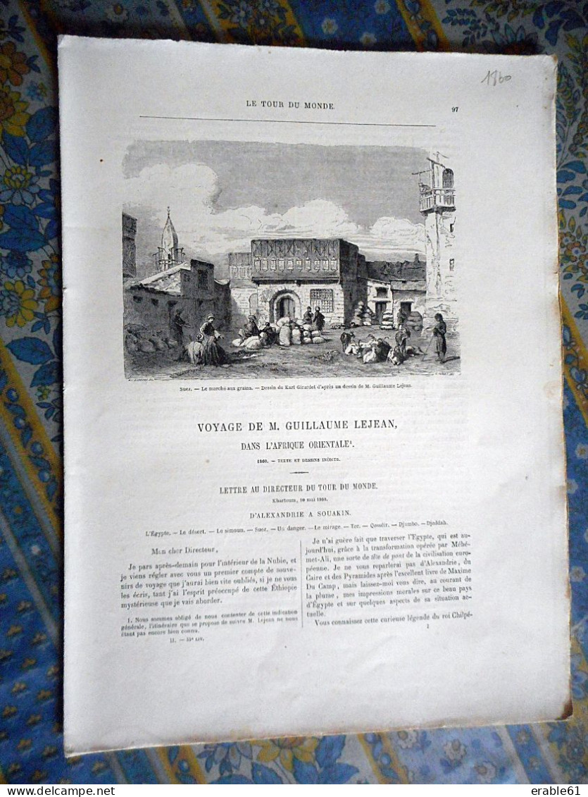 LE TOUR DU MONDE 1860 AFRIQUE SUEZ QOSSEIR DJEDDAH SOUAKIN MONT ATHOS SALONIQUE VASILIKA JUIF - Tijdschriften - Voor 1900