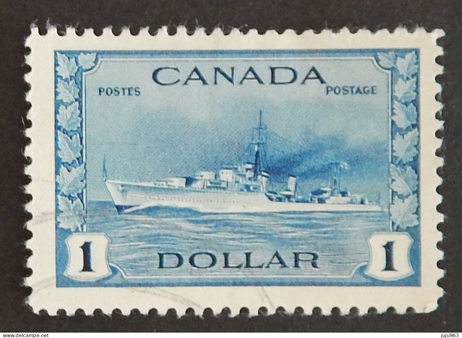 CANADA YT 218 OBLITÉRÉ "DESTROYER IROQUOIS" ANNÉES 1943/1948 - Gebraucht