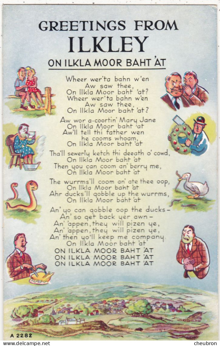 ANGLETERRE. ILKLEY. GREETINGS FROM ILKLEY " ON  ILKLA MOOR BAHT 'AT "; ANNEE 1953 - Altri & Non Classificati