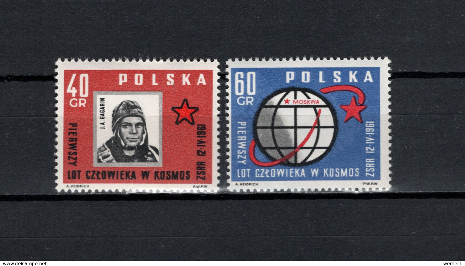 Poland 1961 Space, Yuri Gagarin Set Of 2 MNH - Europa