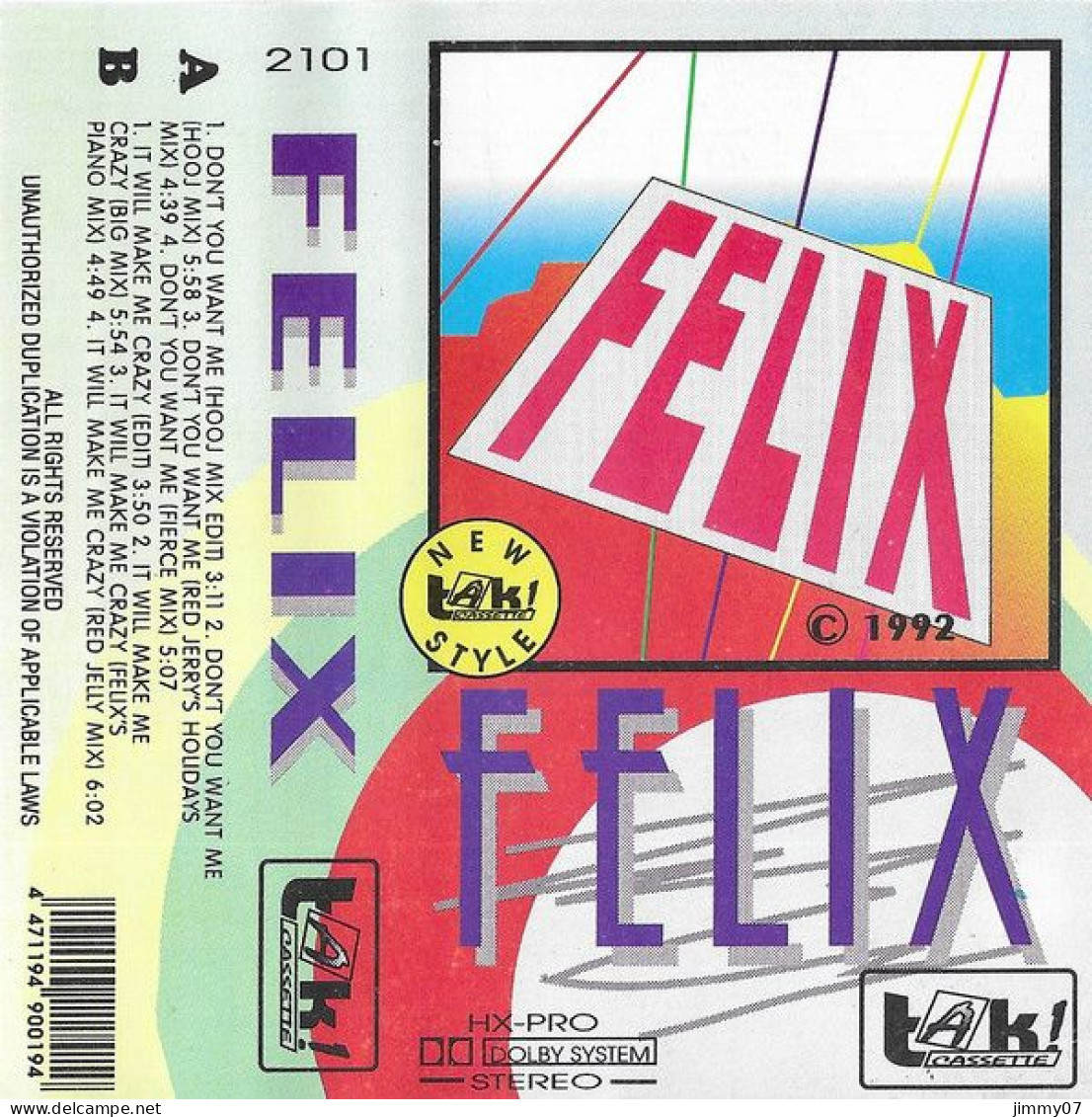 Felix - Don't You Want Me / It Will Make Me Crazy (Cass, EP, ) - Cassettes Audio