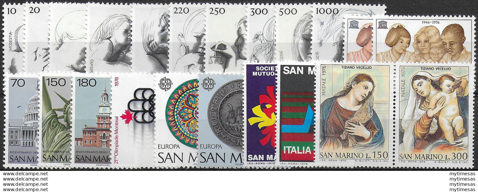 1976 San Marino Annata Completa 22v. MNH - Andere & Zonder Classificatie