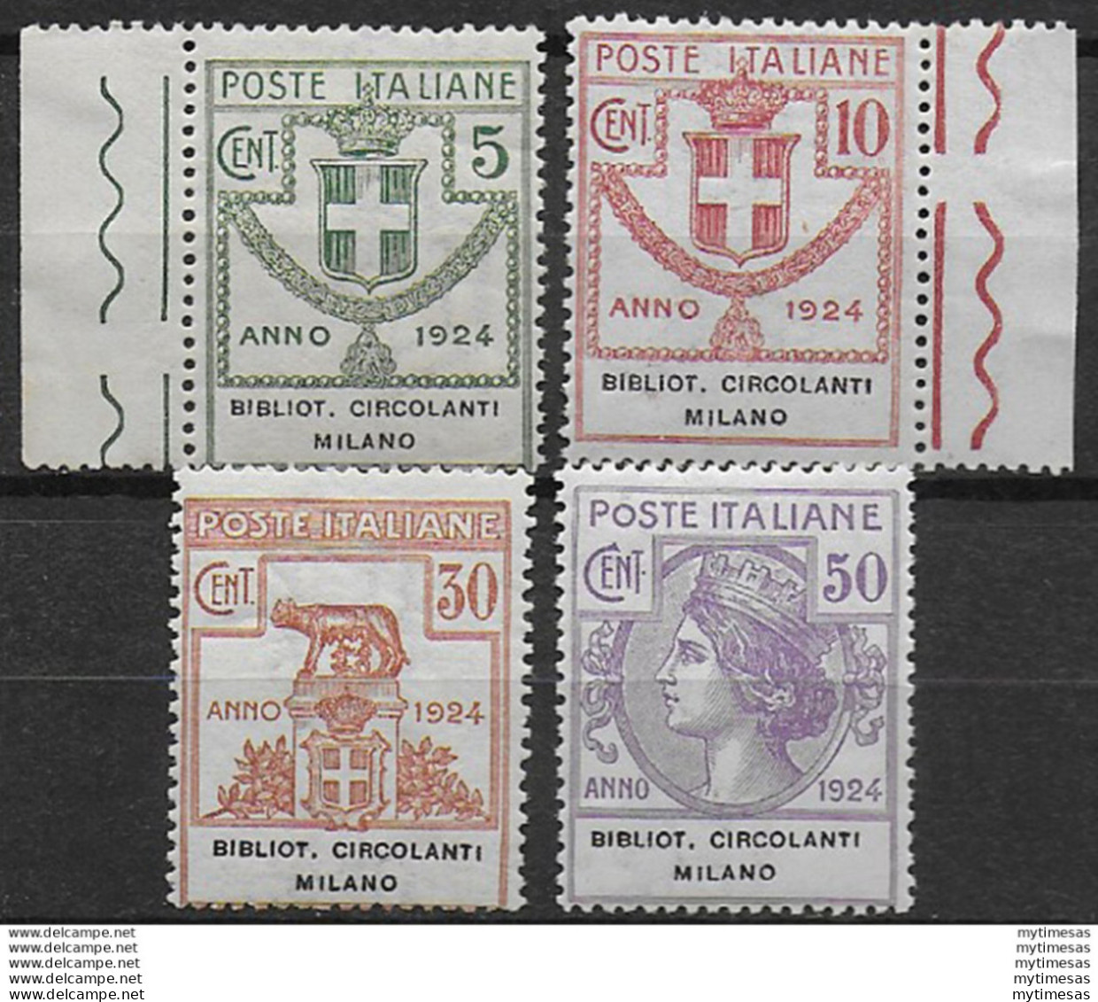 1924 Italia Parastatali Biblioteche Milano 4v. MNH Sassone N. 13/16 - Other & Unclassified