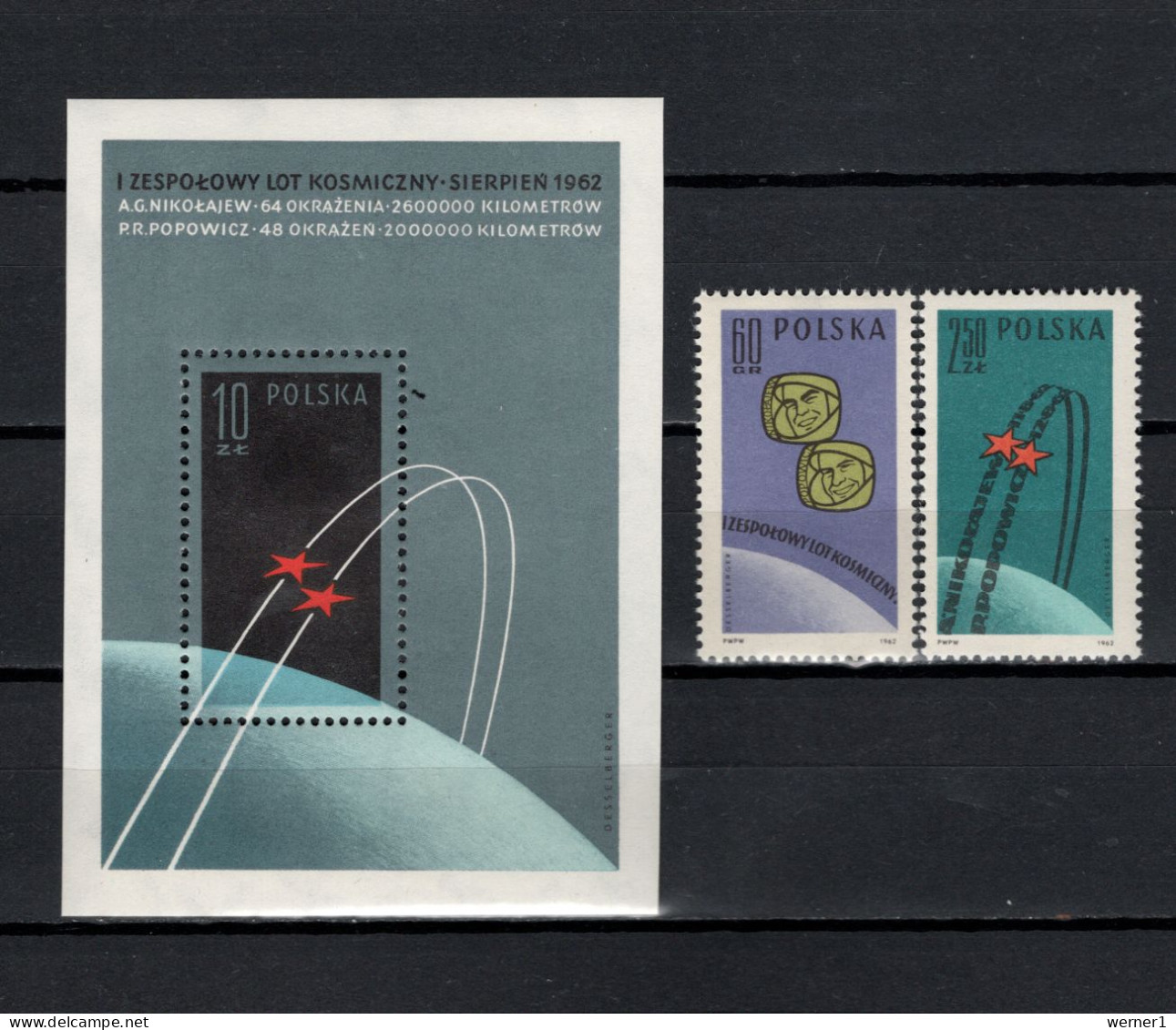Poland 1962 Space, Vostok 3 And 4, Set Of 2 + S/s MNH - Europa