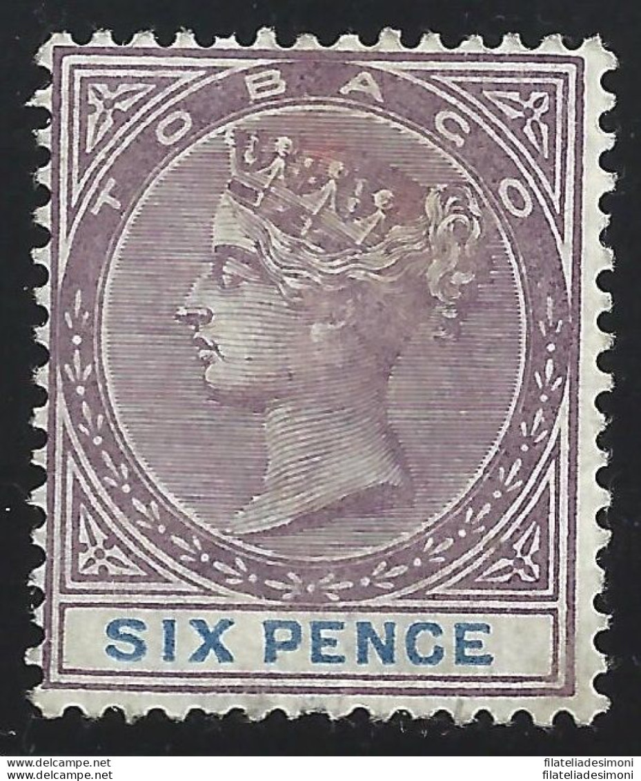 1895  TOBAGO - Yvert  Fiscali N° 9 6p. Violetto-bruno E Blu MH/* - Autres & Non Classés