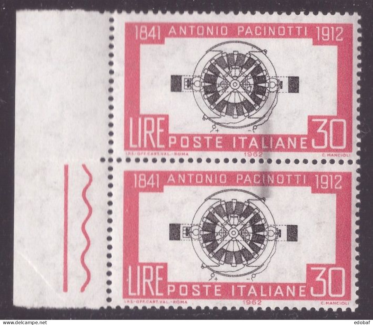 Italia Repubblica, 30 Lire Pacinotti Del 1962 Coppia Nuova ** Con Varietà Di Stampa    -GA34 - 1961-70: Ungebraucht