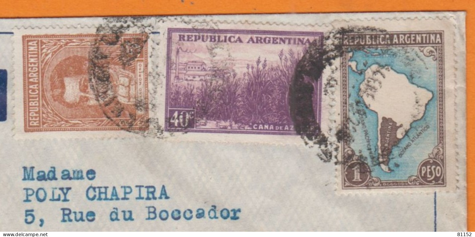 Argentine   Lettre De BUENOS AIRES  Avec 3 Timbres Par AIR FRANCE 1930-1940 Avec 1p +5c +40c - Cartas & Documentos