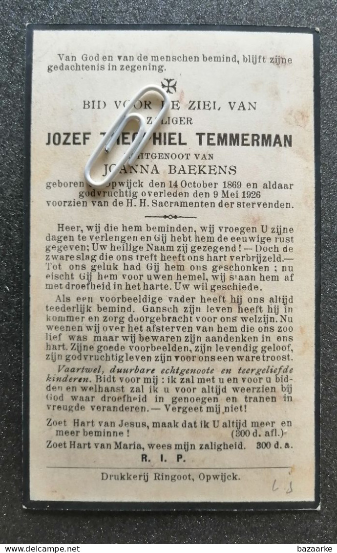 JOZEF THEOFIEL TEMMERMAN ° OPWIJCK 1869 + 1926 / JOANNA BAEKENS - Andachtsbilder