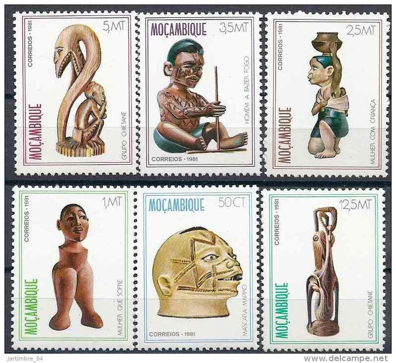 1981 MOZAMBIQUE 839-44** Masque, Sculptures - Mosambik