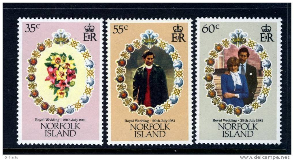 NORFOLK ISLAND - 1981 ROYAL WEDDING SET (3V) FINE MNH ** SG 262-264 - Norfolk Eiland