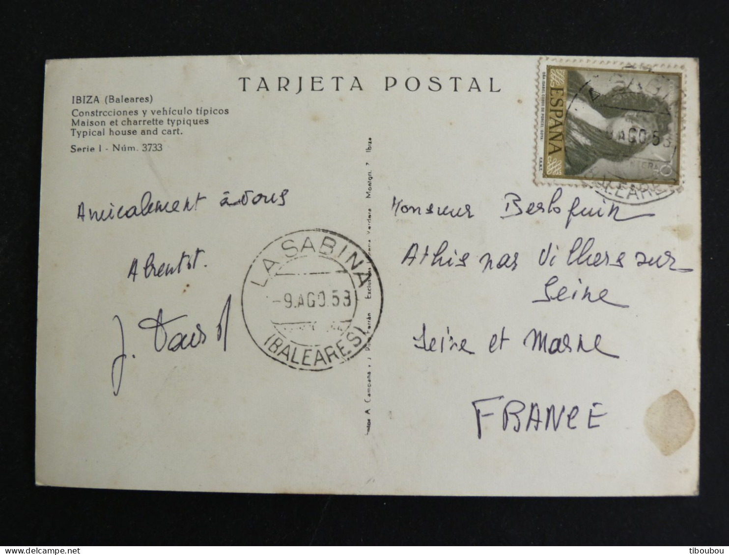 ESPAGNE SPAIN ESPANA AVEC YT 905 DONA ISABELLA COBOS DE PORCEL - LA SABINA IBIZA BALEARES - Covers & Documents