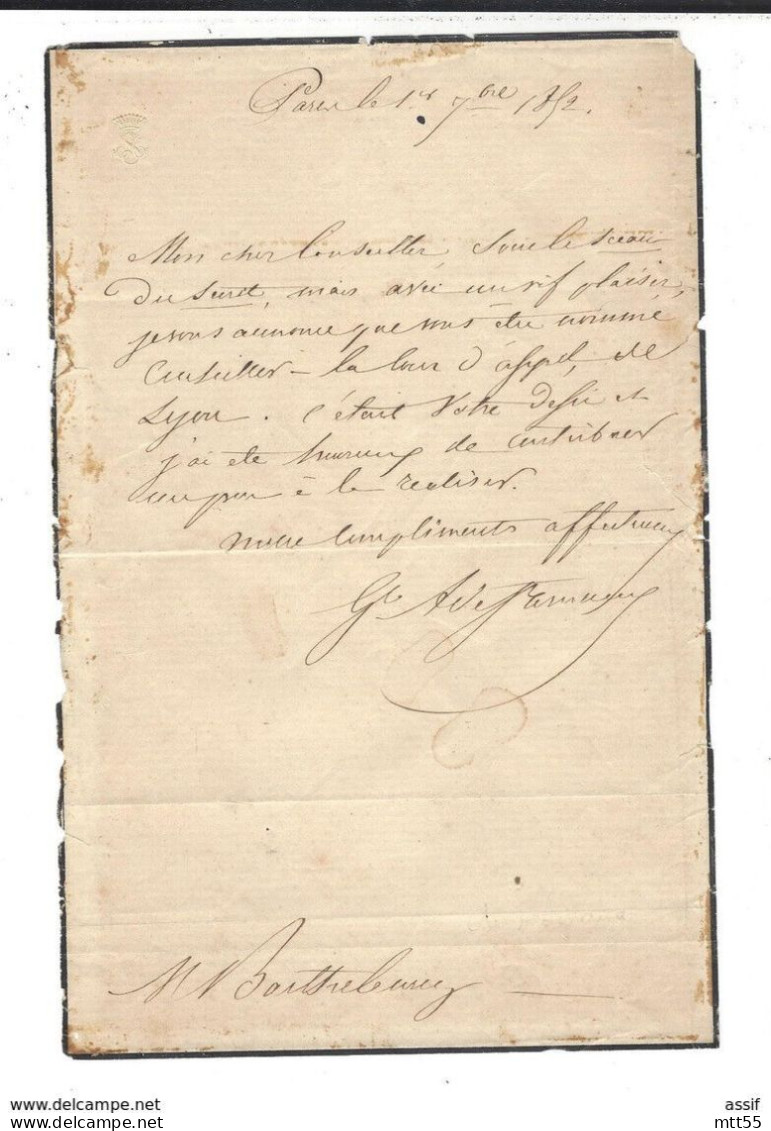 Armand Jacques Achille Leroy De Saint-Arnaud LETTRE AUTOGRAPHE MINISTRE GUERRE MARECHAL - Politicians  & Military