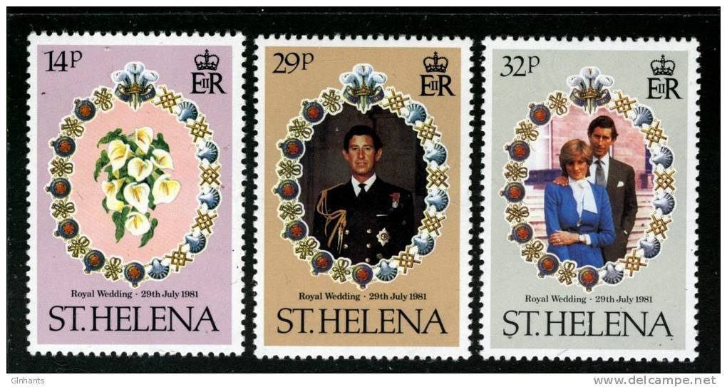 ST HELENA - 1981 ROYAL WEDDING SET (3V) FINE MNH ** SG 378-380 - Isla Sta Helena
