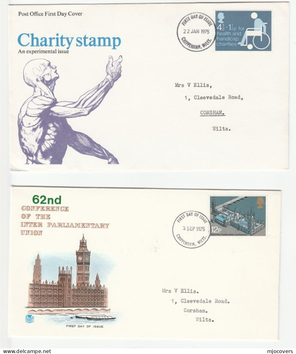 8 GB FDCs Chippenham 1974 - 1980 Cover Stamps Fdc - 1971-1980 Decimal Issues