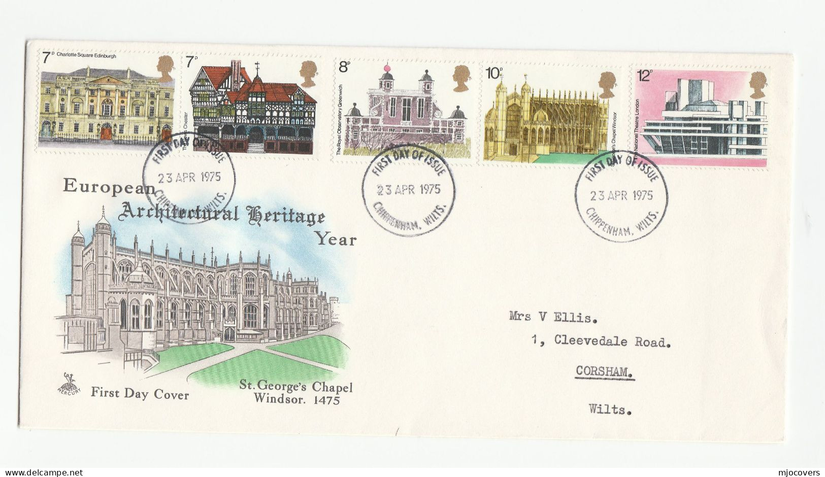 8 GB FDCs Chippenham 1974 - 1980 cover stamps fdc