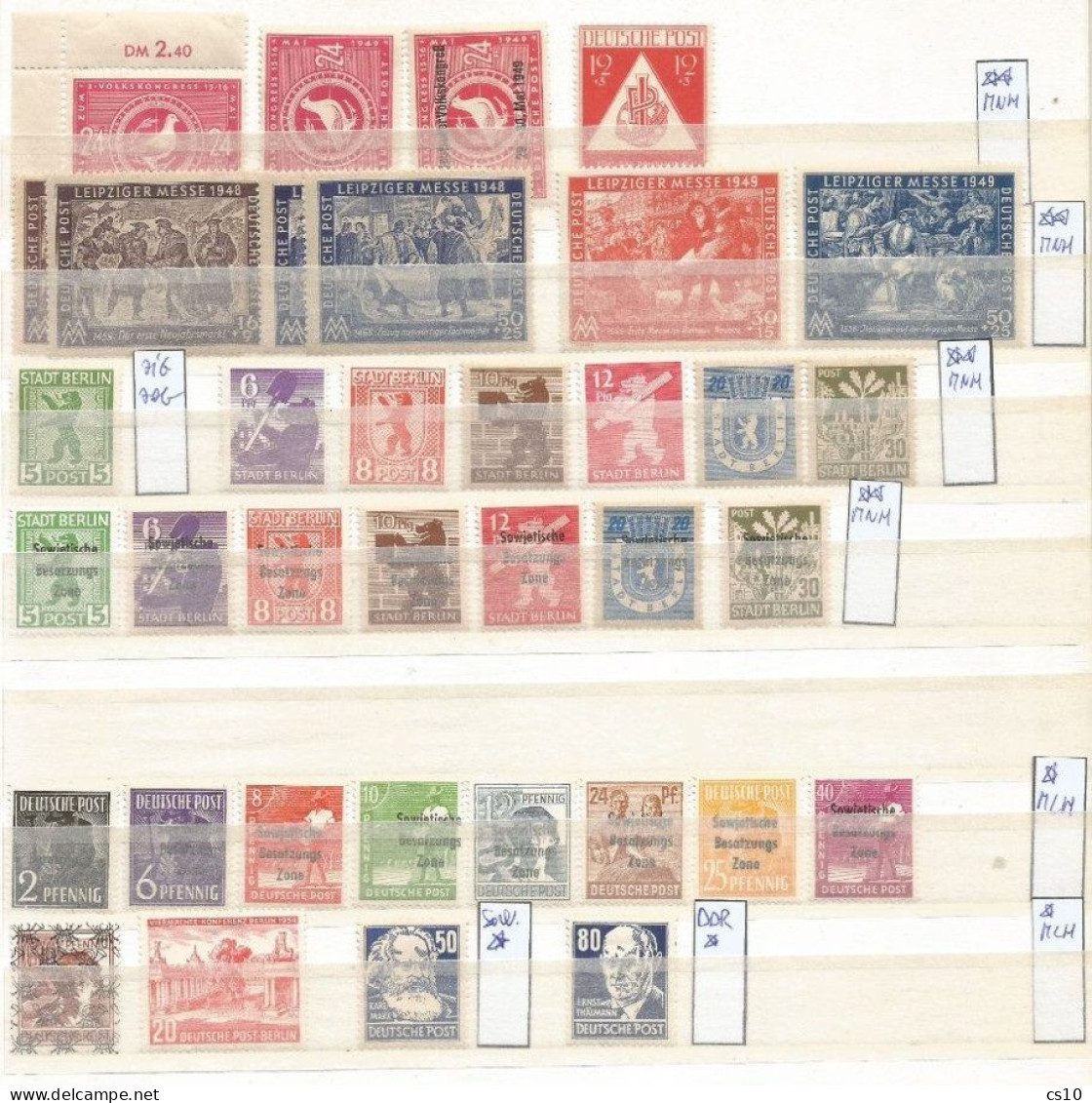 Germany Allied Occupations - 2 Scans Lot Mainly MNH Issues/stamps With Some Good Values / Some MLH - Colecciones
