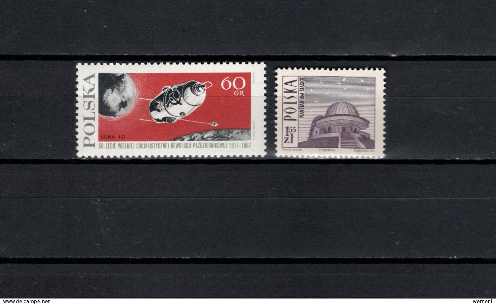 Poland 1966/1967 Space, Planetarium Kattowitz, October Revolution 2 Stamps MNH - Europa