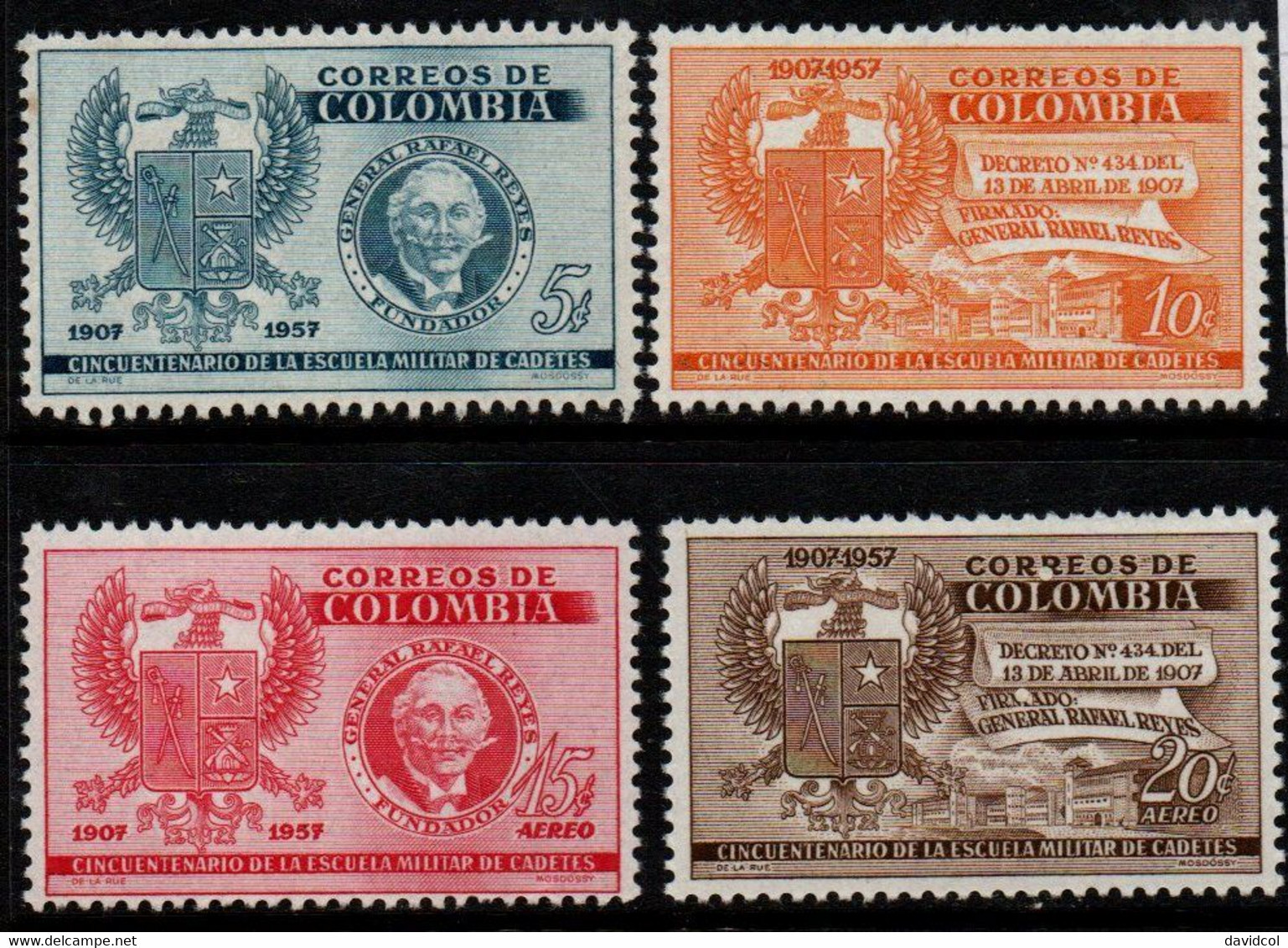 05- KOLUMBIEN - 1957 - MI#: 810-813 -MNH - 50 YEARS OF MILITARY CADET SCHOOL - Colombia