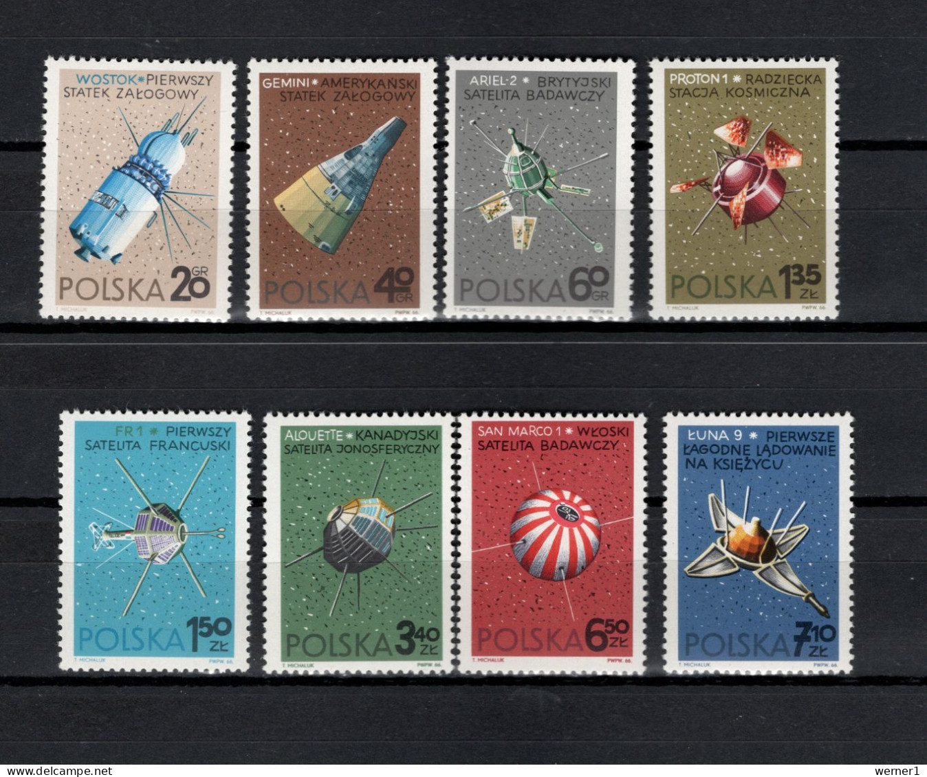 Poland 1966 Space Research Set Of 8 MNH - Europa