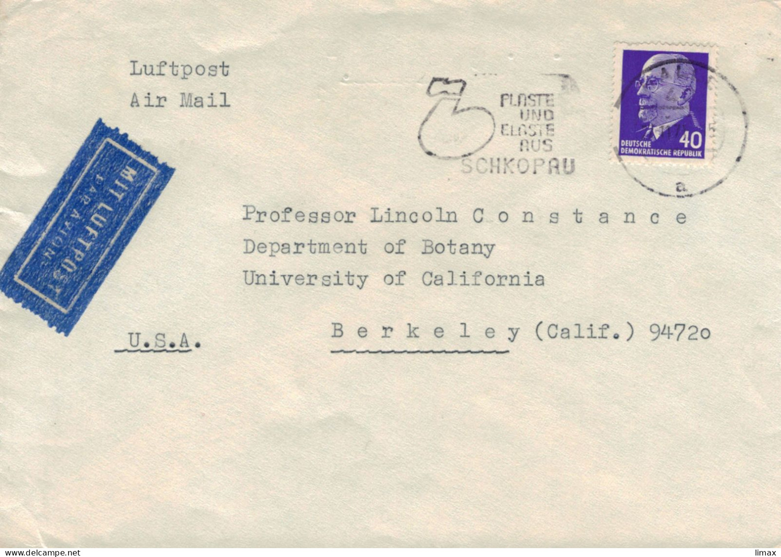 Hermann Meusel Halle 1971 > Prof. Lincoln Constance Berkeley Amerikanische Gesellschaft Der Pflanzentaxonomen Botanik - Briefe U. Dokumente