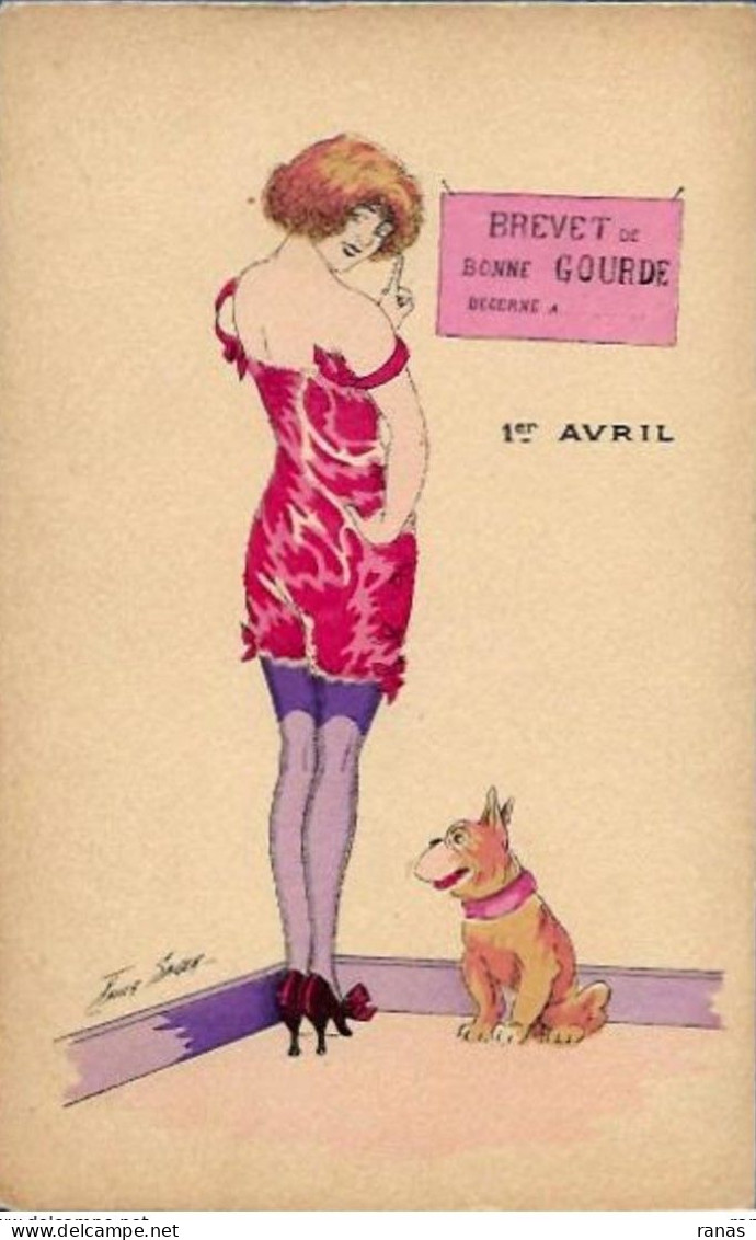 CPA Sager Xavier Non Circulé Art Nouveau Femme Girl Women érotisme Noyer 89 Premier Avril Bouledogue Français - Sager, Xavier