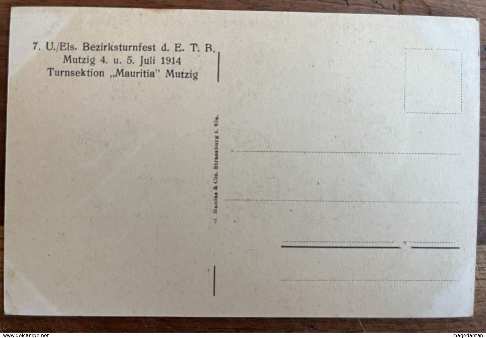 67 - Mutzig - Section Gymnastique Mauritia - Tournoi Fête District Mutzig 4/5 Juillet 1914 - Jul. Manias Strasbourg - Mutzig